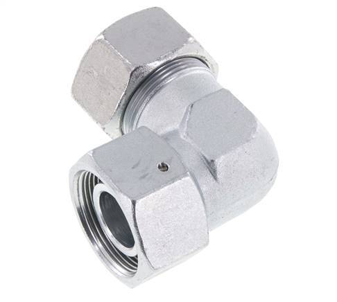 M42x2 x 30S Verzinkt Stalen Verstelbaar L-Fitting 90graden met Afdichtconus en O-ring 400 Bar DIN 2353