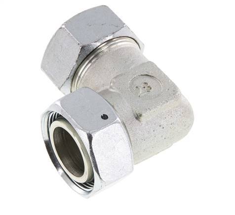 M45x2 x 35L Verzinkt Stalen Verstelbaar L-Fitting 90graden met Afdichtconus en O-ring 160 Bar DIN 2353
