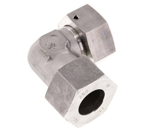 M36x2 x 25S RVS Verstelbaar L-Fitting 90graden met Afdichtconus en O-ring 400 Bar DIN 2353