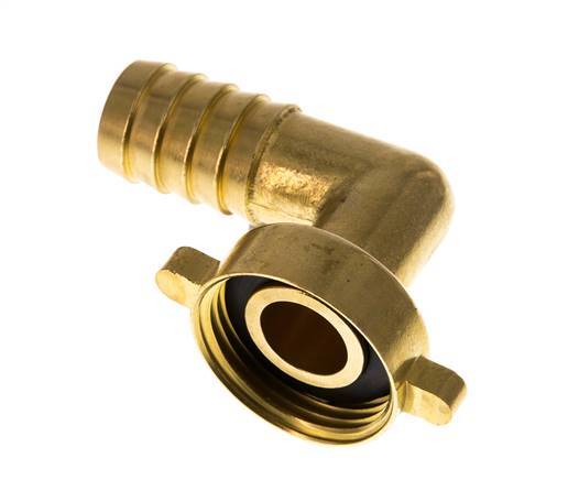 G 1'' x 19mm Messing Elbow 90deg Slangpilaar met NBR Afdichting en Vleugelmoer 16 Bar