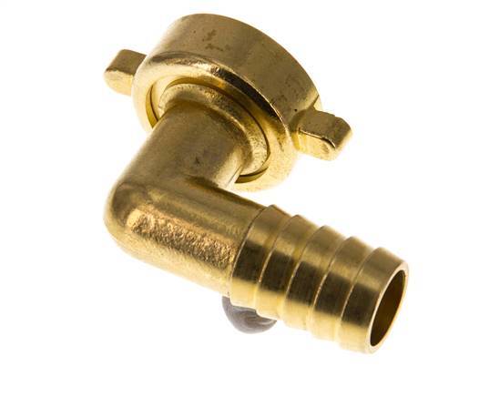 G 1'' x 19mm Messing Elbow 90deg Slangpilaar met NBR Afdichting en Vleugelmoer 16 Bar