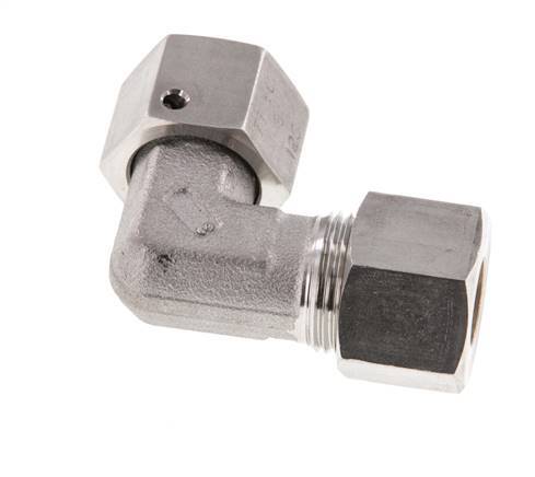 M20x1.5 x 12S RVS Verstelbaar L-Knelfitting 90 graden met Afdichtconus en O-ring 630 Bar DIN 2353