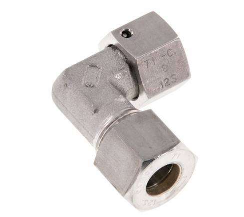 M20x1.5 x 12S RVS Verstelbaar L-Knelfitting 90 graden met Afdichtconus en O-ring 630 Bar DIN 2353