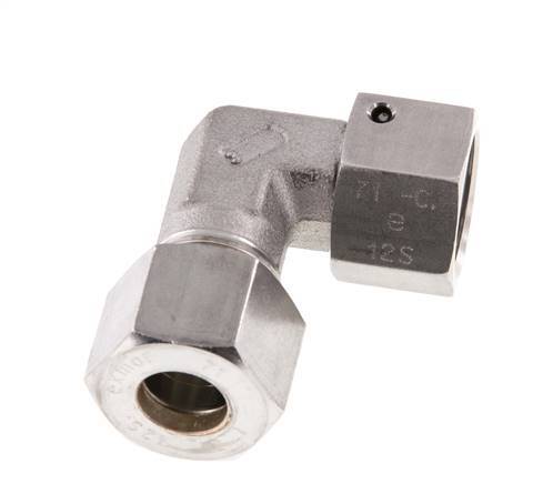 M20x1.5 x 12S RVS Verstelbaar L-Knelfitting 90 graden met Afdichtconus en O-ring 630 Bar DIN 2353