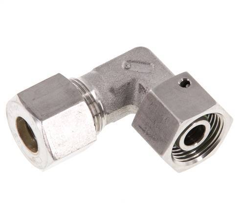 M20x1.5 x 12S RVS Verstelbaar L-Knelfitting 90 graden met Afdichtconus en O-ring 630 Bar DIN 2353