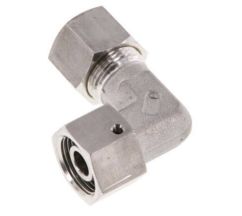 M20x1.5 x 12S RVS Verstelbaar L-Knelfitting 90 graden met Afdichtconus en O-ring 630 Bar DIN 2353