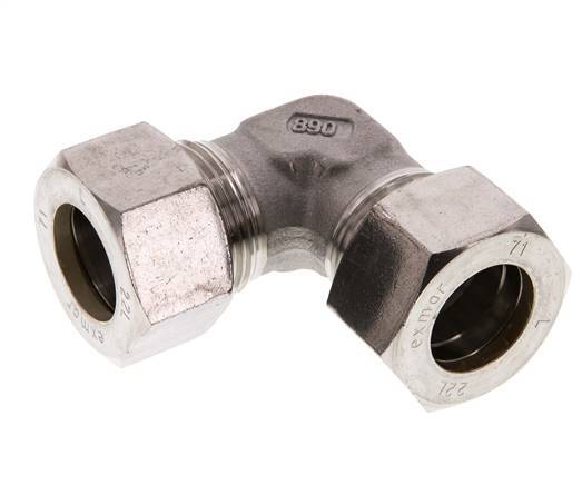 22L RVS L-Knelfitting 90 graden 160 Bar DIN 2353