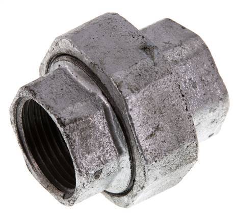 Rp 1'' Zinc plated Cast iron Double Nipple 3-pieces with Conically sealing 25 Bar