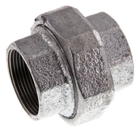 Rp 1 1/2'' Zinc plated Cast iron Double Nipple 3-pieces with Conically sealing 25 Bar