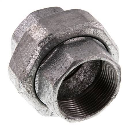 Rp 1 1/2'' Zinc plated Cast iron Double Nipple 3-pieces with Conically sealing 25 Bar