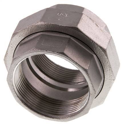 Rp 2'' Stainless steel Double Nipple 3-pieces with Conically sealing 16 Bar