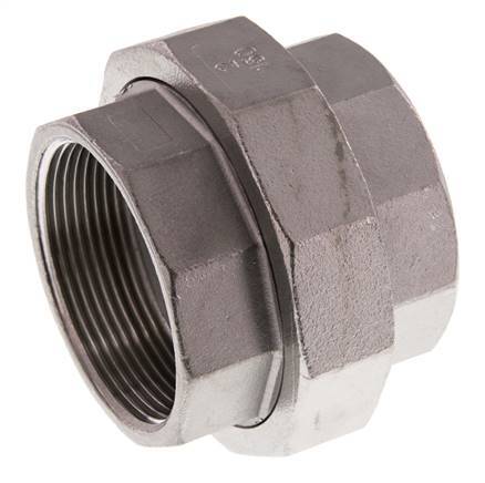 Rp 2'' Stainless steel Double Nipple 3-pieces with Conically sealing 16 Bar