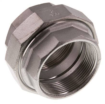 Rp 2'' Stainless steel Double Nipple 3-pieces with Conically sealing 16 Bar