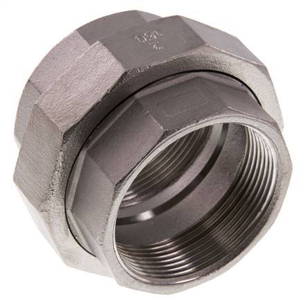 Rp 2'' Stainless steel Double Nipple 3-pieces with Conically sealing 16 Bar