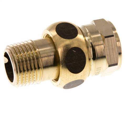 Rp 1/2'' x R 1/2'' F/M Messing Borstnippel 3-delig met Conische afdichting 16 Bar