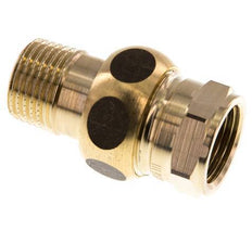 Rp 1/2'' x R 1/2'' F/M Messing Borstnippel 3-delig met Conische afdichting 16 Bar