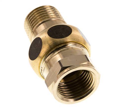 Rp 1/2'' x R 1/2'' F/M Messing Borstnippel 3-delig met Conische afdichting 16 Bar