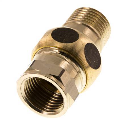 Rp 1/2'' x R 1/2'' F/M Messing Borstnippel 3-delig met Conische afdichting 16 Bar