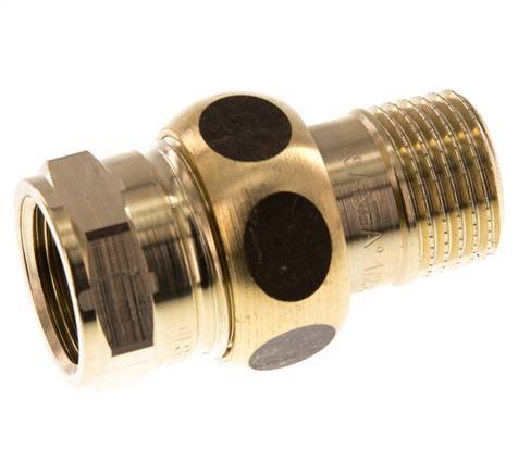 Rp 1/2'' x R 1/2'' F/M Messing Borstnippel 3-delig met Conische afdichting 16 Bar