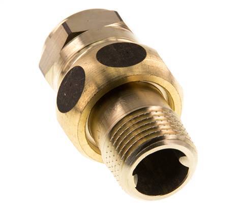 Rp 1/2'' x R 1/2'' F/M Messing Borstnippel 3-delig met Conische afdichting 16 Bar