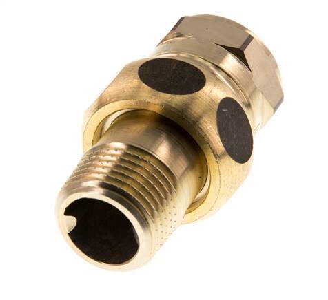 Rp 1/2'' x R 1/2'' F/M Messing Borstnippel 3-delig met Conische afdichting 16 Bar