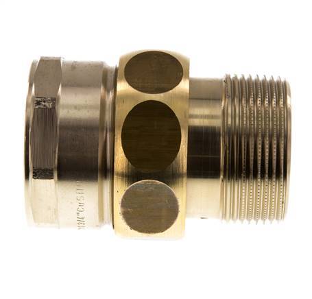 Rp 1 1/2'' x R 1 1/2'' F/M Messing Borstnippel 3-delig met Conische afdichting 16 Bar