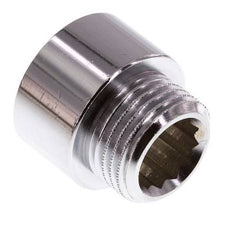 G 1/2'' F/M Chromium plated Brass Extension DIN 3523 - 15 mm [2 Pieces]