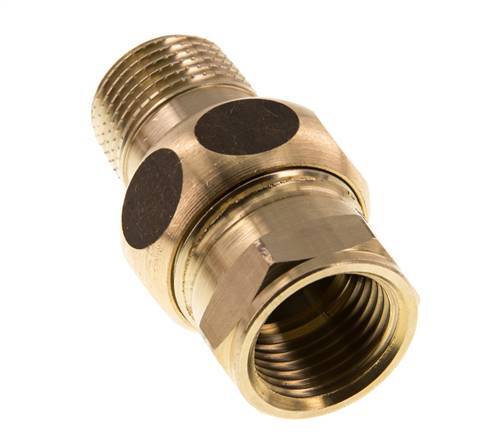 Rp 1/2'' x R 1/2'' F/M Messing Borstnippel 3-delig met Vlakke afdichting 16 Bar