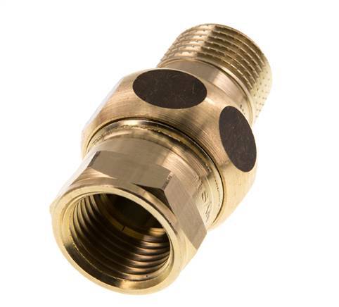 Rp 1/2'' x R 1/2'' F/M Messing Borstnippel 3-delig met Vlakke afdichting 16 Bar