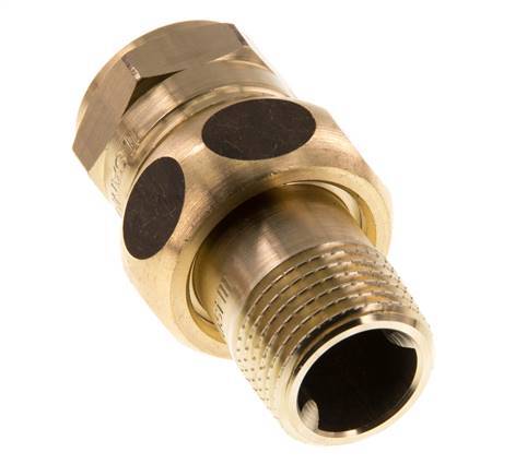 Rp 1/2'' x R 1/2'' F/M Messing Borstnippel 3-delig met Vlakke afdichting 16 Bar