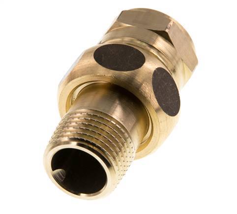 Rp 1/2'' x R 1/2'' F/M Messing Borstnippel 3-delig met Vlakke afdichting 16 Bar