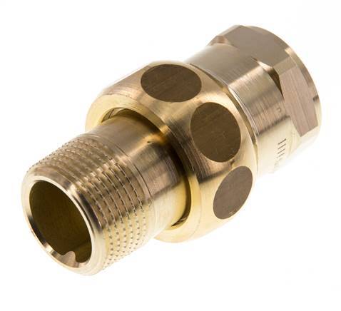 Rp 3/4'' x R 3/4'' F/M Messing Borstnippel 3-delig met Vlakke afdichting 16 Bar