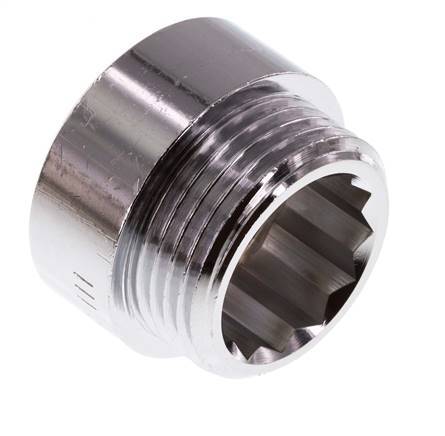G 1'' F/M Chromium plated Brass Extension DIN 3523 - 15 mm