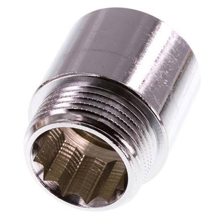 G 1'' F/M Verchroomd Messing Verlengstuk DIN 3523 - 30 mm
