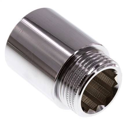 G 1'' F/M Verchroomd Messing Verlengstuk DIN 3523 - 40 mm
