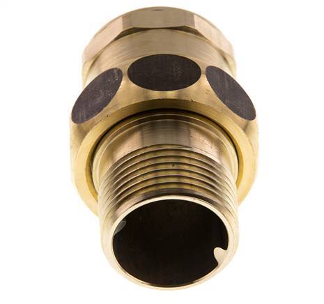 Rp 1'' x R 1'' F/M Messing Borstnippel 3-delig met Vlakke afdichting 16 Bar