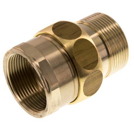 Rp 1 1/2'' x R 1 1/2'' F/M Messing Borstnippel 3-delig met Vlakke afdichting 16 Bar