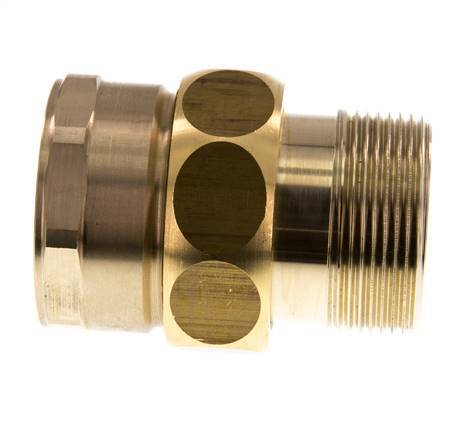 Rp 1 1/2'' x R 1 1/2'' F/M Messing Borstnippel 3-delig met Vlakke afdichting 16 Bar