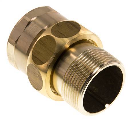 Rp 1 1/2'' x R 1 1/2'' F/M Messing Borstnippel 3-delig met Vlakke afdichting 16 Bar