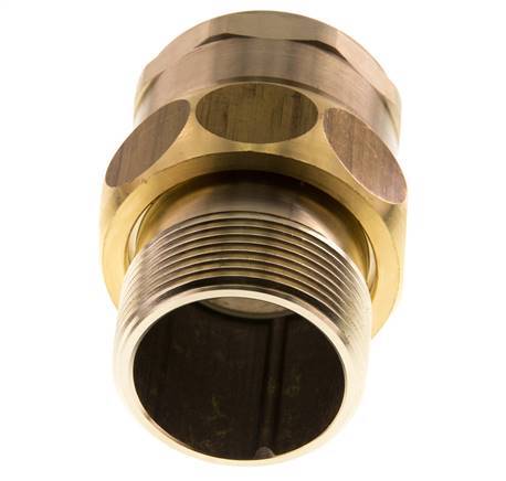 Rp 1 1/2'' x R 1 1/2'' F/M Messing Borstnippel 3-delig met Vlakke afdichting 16 Bar