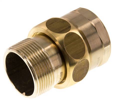 Rp 1 1/2'' x R 1 1/2'' F/M Messing Borstnippel 3-delig met Vlakke afdichting 16 Bar