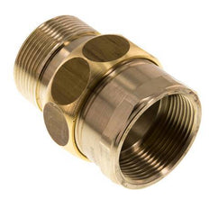 Rp 1 1/2'' x R 1 1/2'' F/M Messing Borstnippel 3-delig met Vlakke afdichting 16 Bar