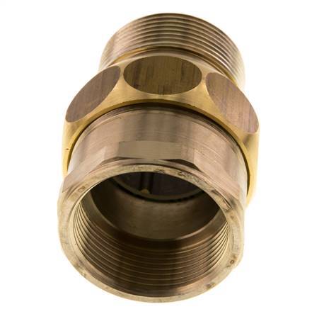 Rp 1 1/2'' x R 1 1/2'' F/M Messing Borstnippel 3-delig met Vlakke afdichting 16 Bar