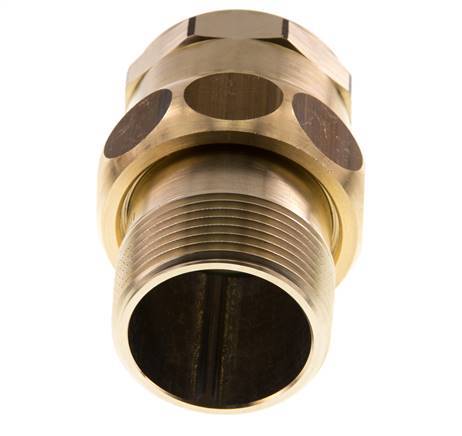 Rp 1 1/4'' x R 1 1/4'' F/M Messing Borstnippel 3-delig met Vlakke afdichting 16 Bar