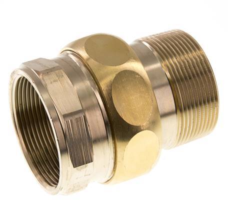 Rp 2'' x R 2'' F/M Messing Borstnippel 3-delig met Vlakke afdichting 16 Bar