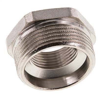 G 3/4'' x G 1 1/4'' F/M Vernikkeld Messing Verloopring 16 Bar