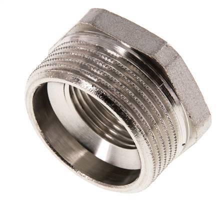 G 3/4'' x G 1 1/4'' F/M Vernikkeld Messing Verloopring 16 Bar