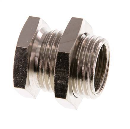 G 3/8'' x G 1/2'' F/M Nickel plated Brass Bulkhead Fitting 16 Bar