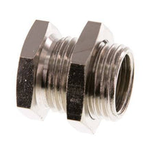 G 3/8'' x G 1/2'' F/M Nickel plated Brass Bulkhead Fitting 16 Bar