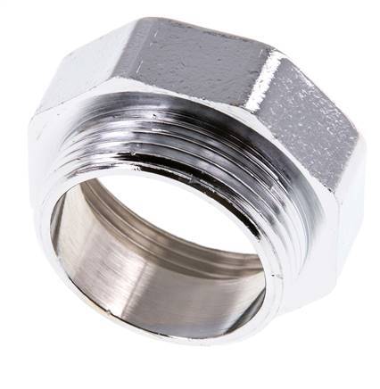 G 1 1/2'' x G 1 1/4'' F/M Vernikkeld Messing Verloopring 16 Bar